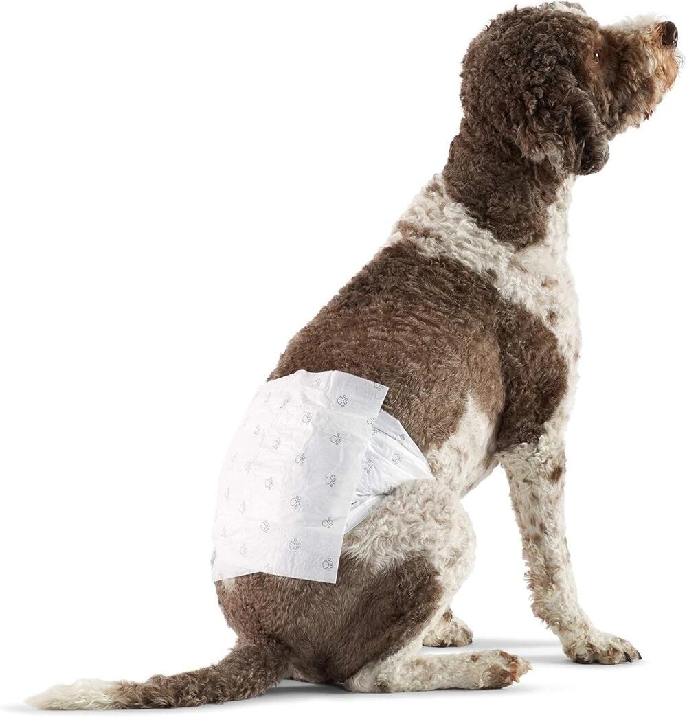 Amazon Basics Size LARGE Male Dog Disposable Wrap Diapers Pack of 30 White NIB